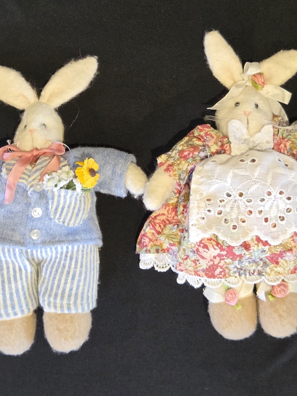 Vintage 1999 Collectable Creations Plush Bunny Pair Judy Hoiland Charlotte Brown